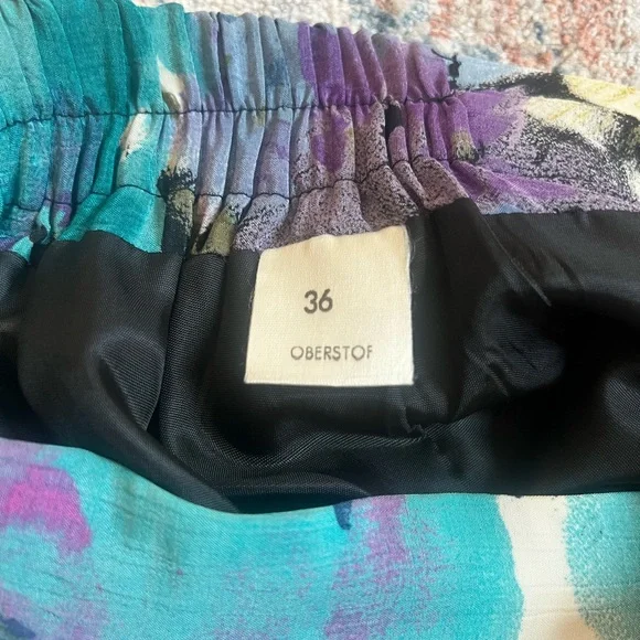 Vintage Floral Pleated Midi Skirt in Teal, Olive & Purple w/ pockets - Picture 5 of 5